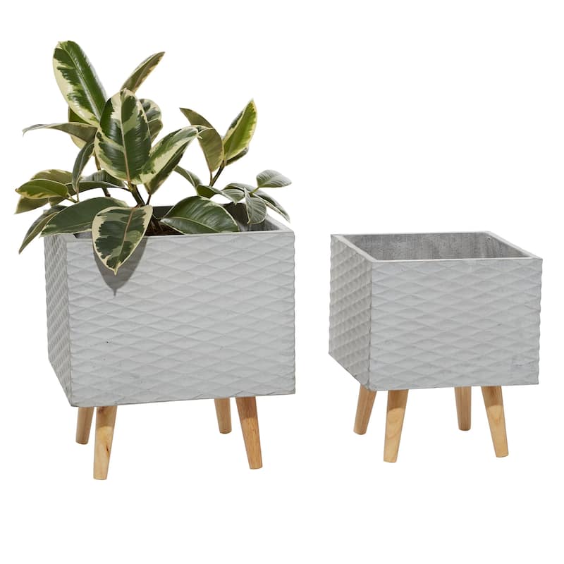 Fiberclay Ceramic Planter - Set of 2 Dark Gray or Gray - Roche River Decor - Gray