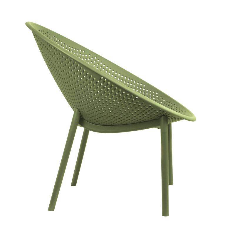 Set of 2 Modern Plastic Lounge Chair Plastic Legs with Polka Dots Spot Breathable for Patio Outdoor or Indoor Use