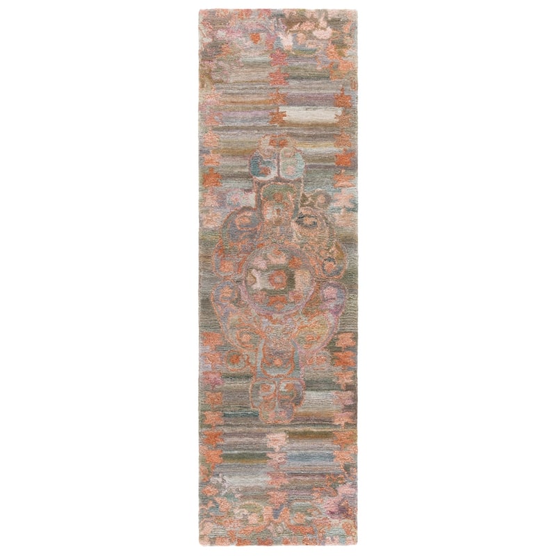 SAFAVIEH Handmade Marquee Cassia Rug - Rust/Green - 2'3" x 8' Runner