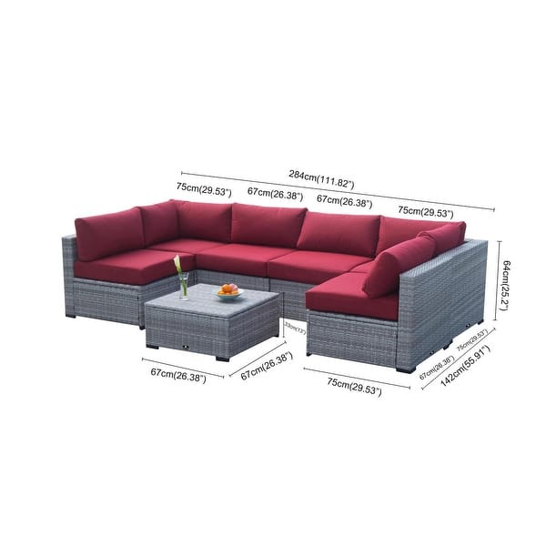 BroyerK 7piece Sectional Patio Outdoor Furniture Set Bed Bath
