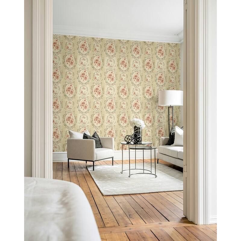 Seabrook Design Hera Floral Frame Unpasted Wallpaper