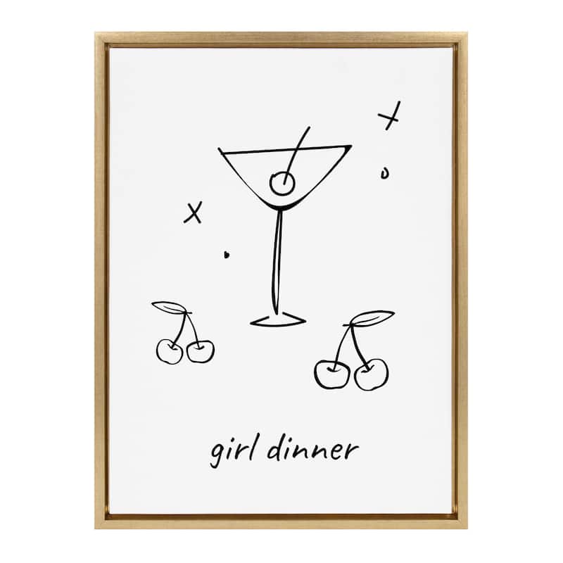 Kate and Laurel Sylvie Girl Dinner Framed Canvas by Honey Island Studio