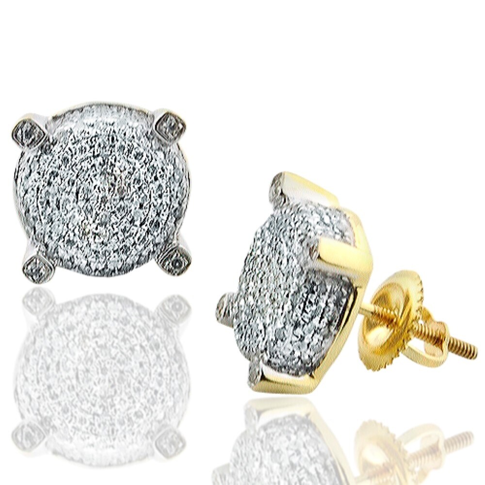 10mm Wide Diamond Stud Earrings for Men 10k Yellow Gold 0.50ctw  Diamond(i2/i3, I/j) By MidwestJewellery