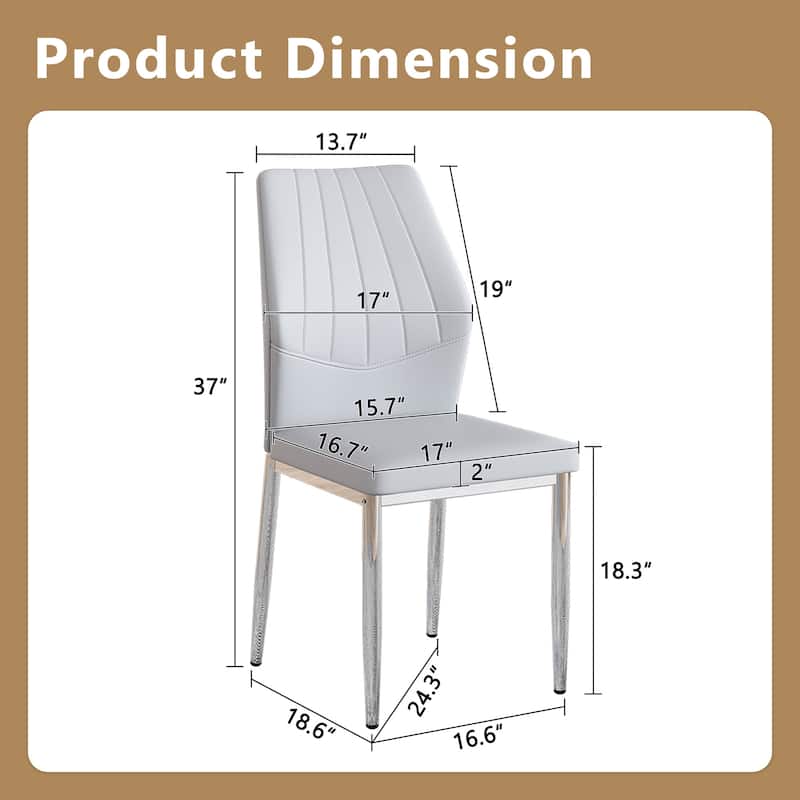 Faux Leather Dining Chairs Set, Modern Kitchen & Dining Room Chairs, Upholstered Faux Leather Side Chairs with Metal Legs