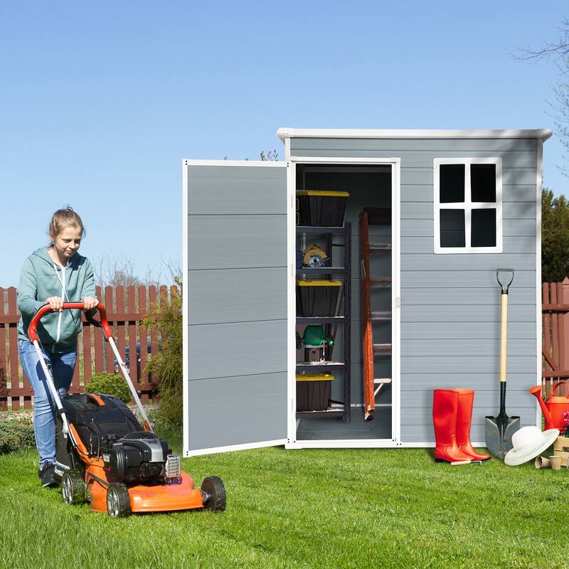 Tool Storage Shed with Lockable Door Weather-Resistant Resin Garden Shed, All-weather Durability for Outdoor