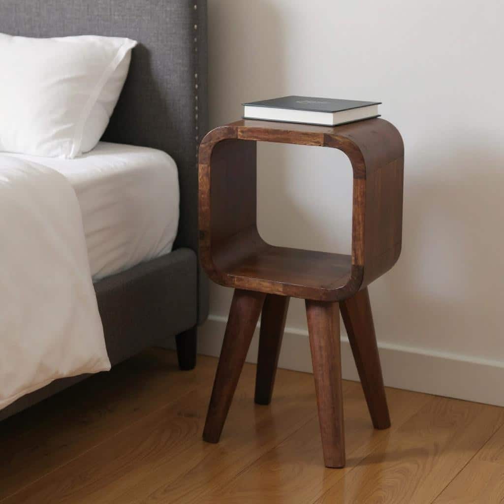 HomeRoots 16" Chestnut Solid Wood Square Nightstand