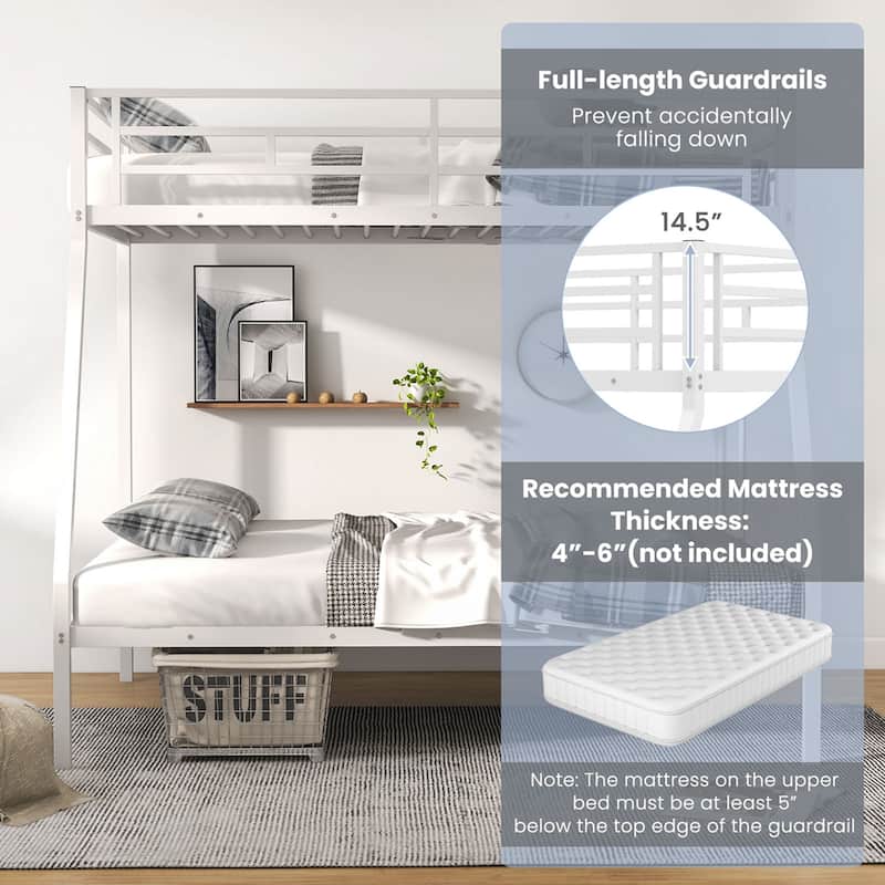Costway Twin Over Full Metal Bunk Bed with Integrated Ladder - See Details