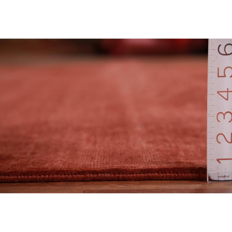 Hand Knotted Oriental 100% Wool Carpet Modern Solid Oranges & Rust Gabbeh Area Rug - 11' 10'' X 9' 1''