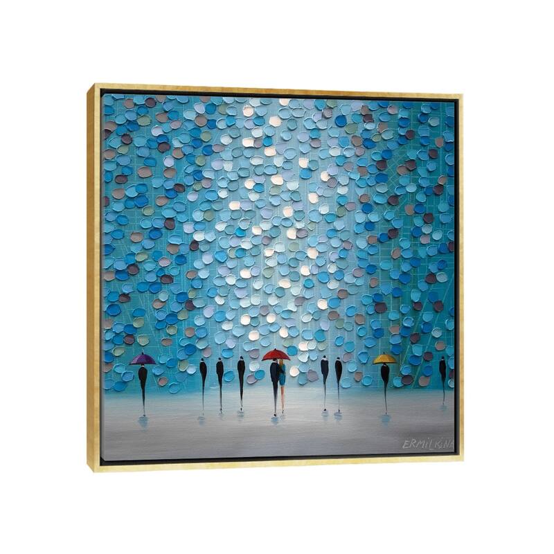 iCanvas "3 Tiny Umbrellas" by Ekaterina Ermilkina Framed Canvas Print - 37x37 - Gold