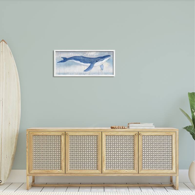 Stupell Voice Of The Sea Inspirational Ocean Lover Whale Quote Framed Wall Art, Design by Katie Swatland