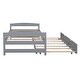 preview thumbnail 4 of 8, Twin Size Platform Kids Bed with Twin Size Trundle, Solid Pine Wood Frame, No Box Spring Needed, Headboard and Footboard, Grey