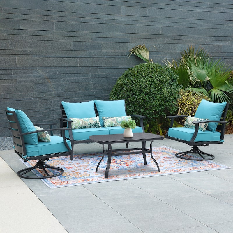 Aoodor 22'' x 24'' Outdoor Deep Seat Chair Cushion Set(Set of 2 Seats, 2 Backs, 2 Pillows）