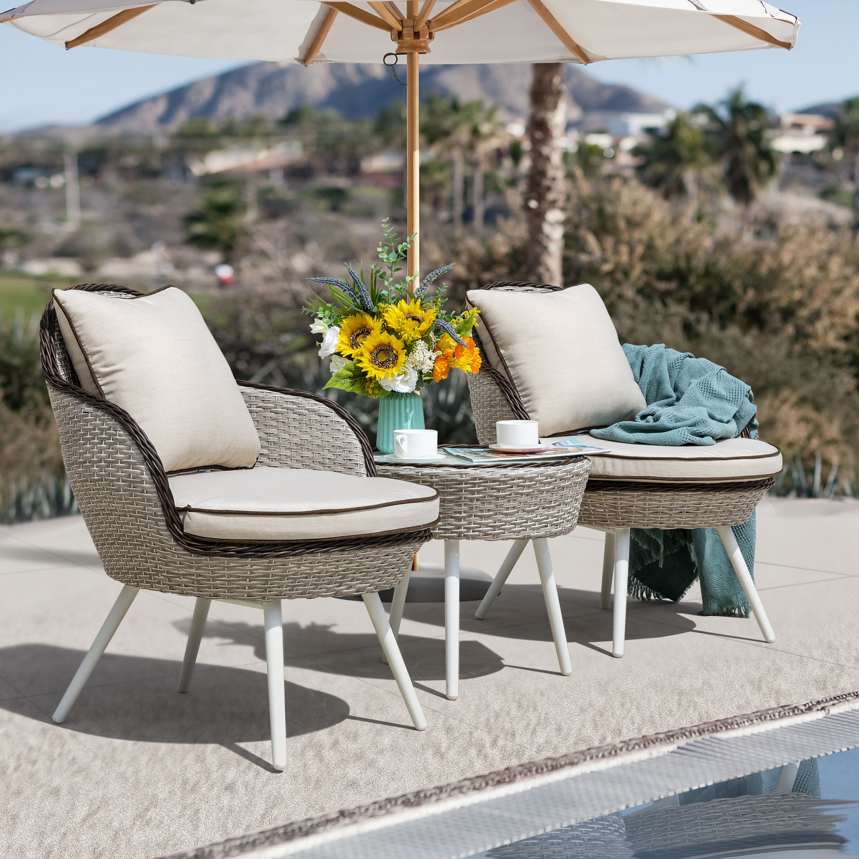 Garden bistro set clearance rattan