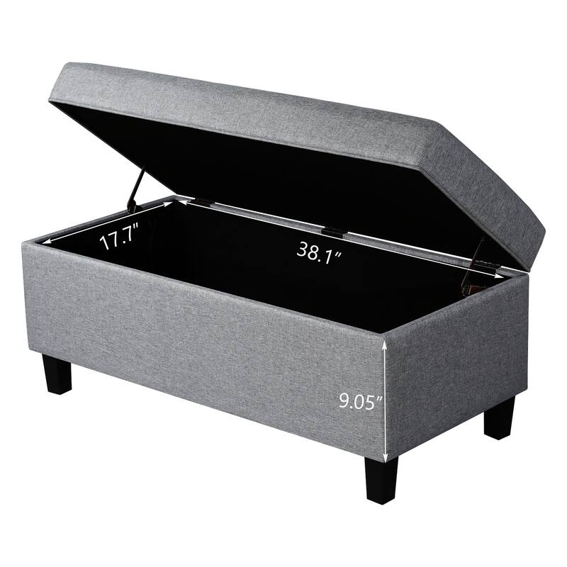 Adeco 40" Faux Leather Storage Ottoman Bench with Tufted Button - 40"X18.8"X16.5"