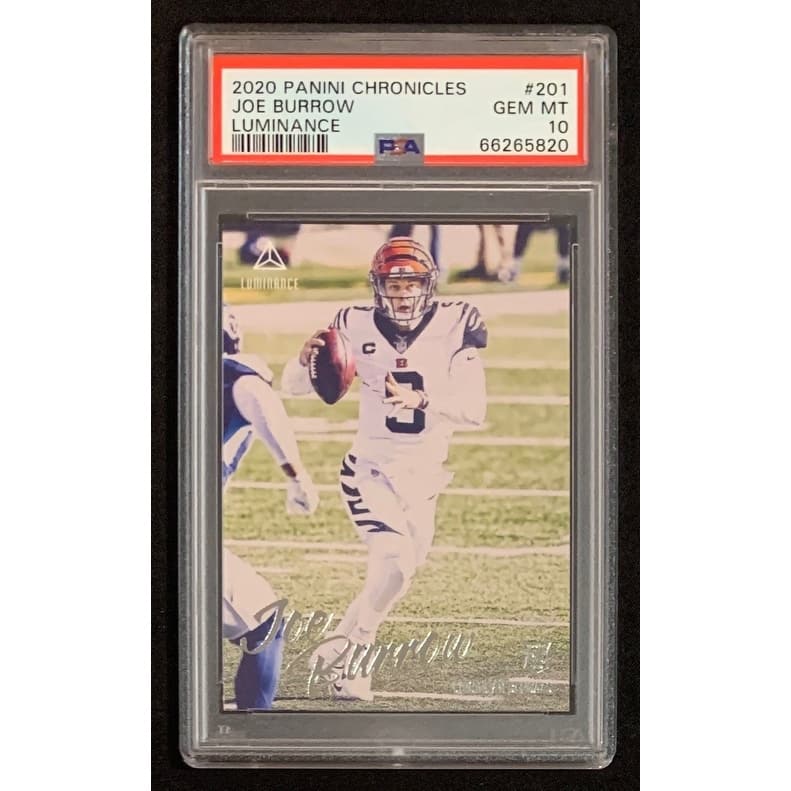 Joe Burrow 2020 Panini Chronicles Luminance Football Rookie Card #201 Graded PSA 10 - 8'6" x 11'6"