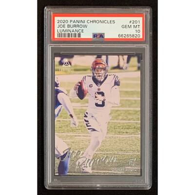 Joe Burrow 2020 Panini Chronicles Luminance Football Rookie Card #201 Graded PSA 10 - 8'6" x 11'6"