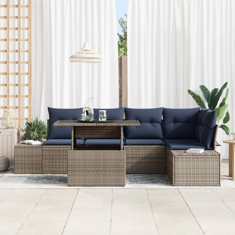 vidaXL 6 Piece Garden Sofa Set with Cushions - 103.9×60.6×27.2
