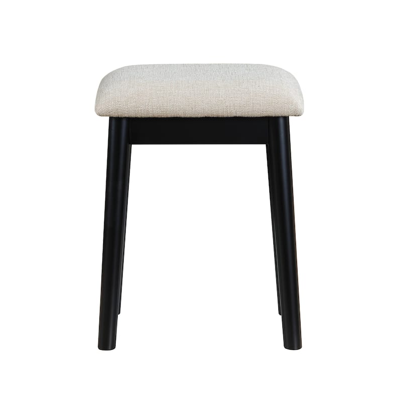 Beautiful Black Finish Vanity Dresser with Mirror and Stool