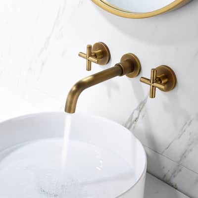 Double Handle Wall Mounted Bathroom Faucet