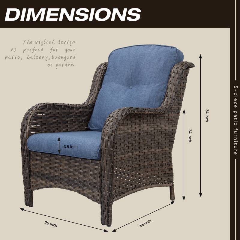 Cozywor 2-Piece Outdoor Patio Ratten Wicker Lounge Chair WIth Cushion