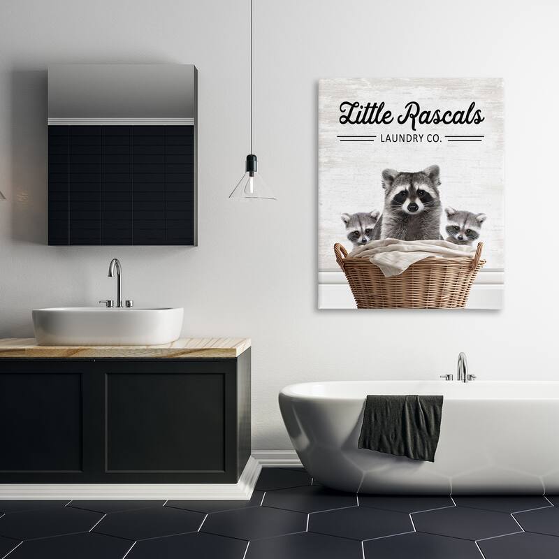 Stupell Little Rascals Laundry Raccoons Canvas Wall Art Design By Lettered and Lined