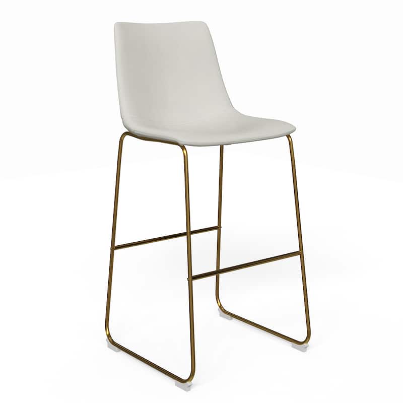 Petra Bar Height Stools (Set of 2) - White Vegan Leather / Gold