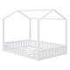 preview thumbnail 7 of 10, White Full Size Wood House Bed with Fence and Storage Shelves