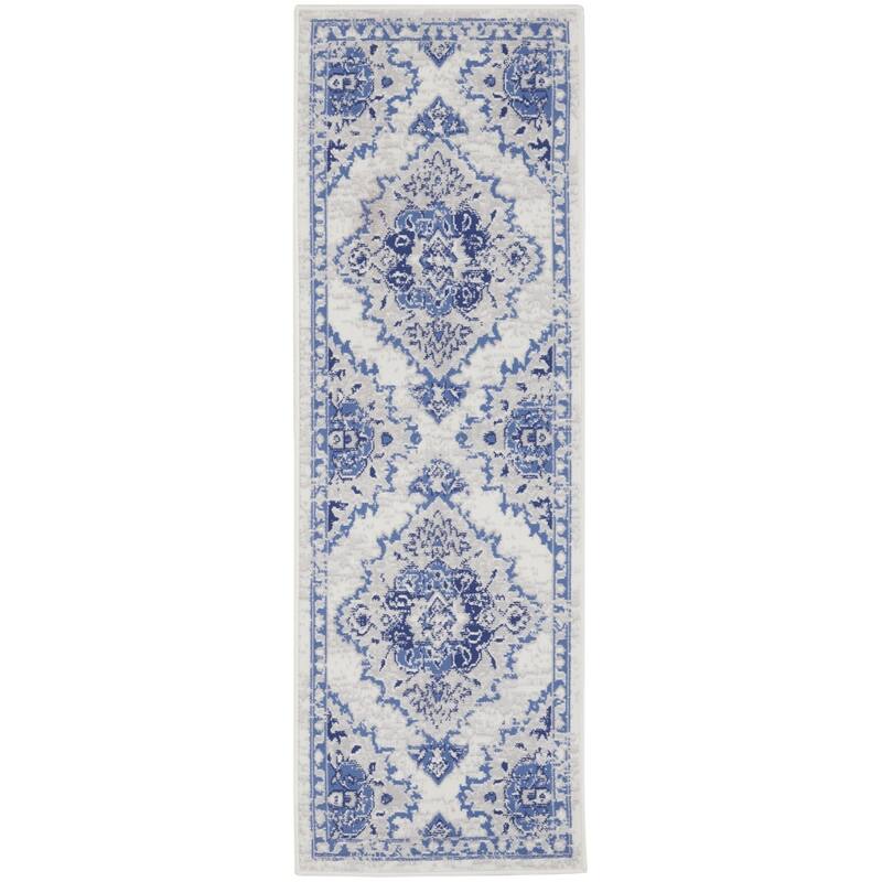 Cacus Power Loomed Abstract Floral Stain Resistant Area Rug By HomeRoots - 72' X '24' X '0.39