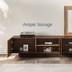 preview thumbnail 8 of 7, 78.74" Mid Century Modern TV Stands, with Brown Solid Wood Veneer, Media Consoler with 4 Cabinets