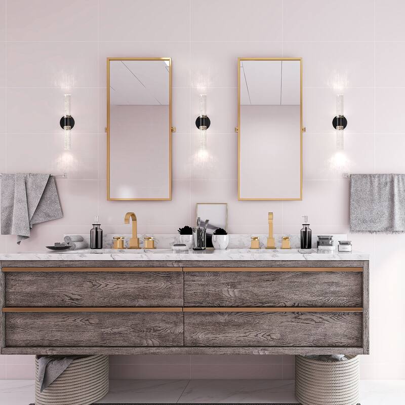 Modern 2-Light Matte Black Dimmable Indoor Wall Sconce With Crystal Bubble Glass Shade 3000K Led 4-Watt Vanity Light Bar