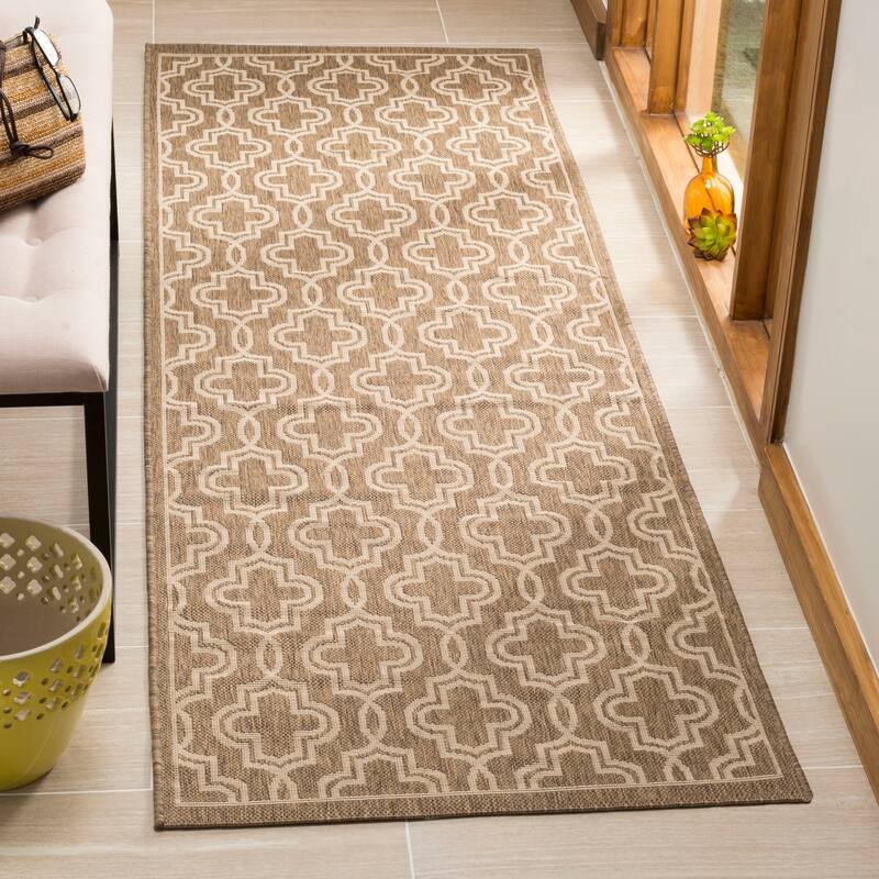 Martha Stewart by SAFAVIEH Marjanca Indoor/ Outdoor Waterproof Rug - 2'7" x 8'2" Runner - Brown/Beige