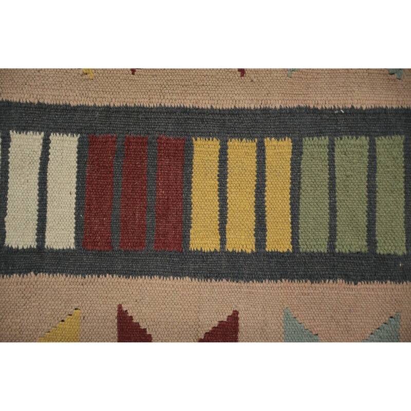 Hand Woven Oriental 100% Wool Carpet Southwestern Tribal Brown Kilim Area Rug - 11' 10'' X 8' 2''