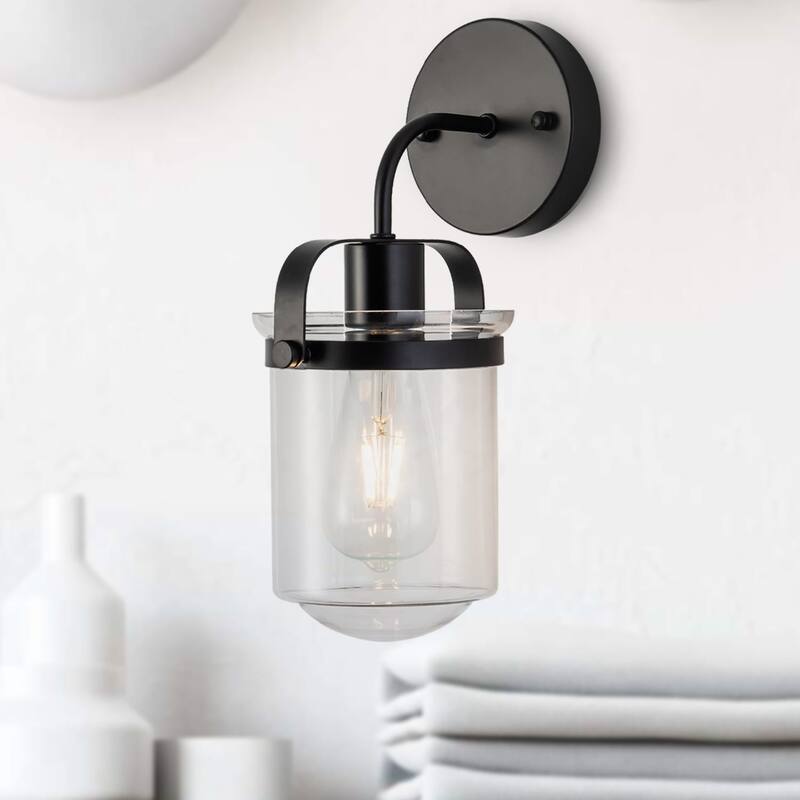 8 Inch Bathroom Vanity Lighting with 1-Light and Clear Glass Shade