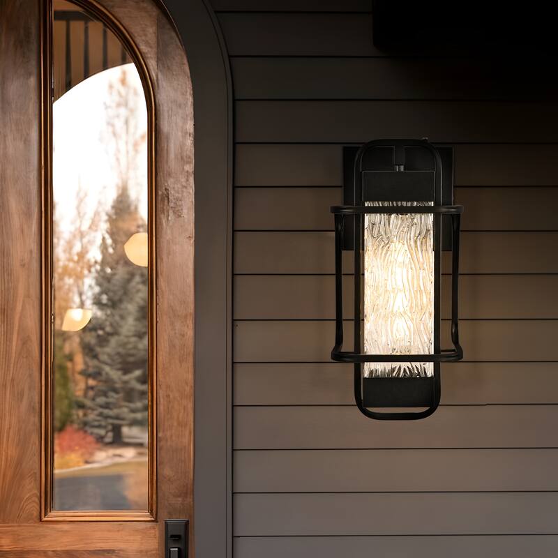 2 Pack Matte Black 1-Light Outdoor Wall Lighting Sconce Dusk to Dawn