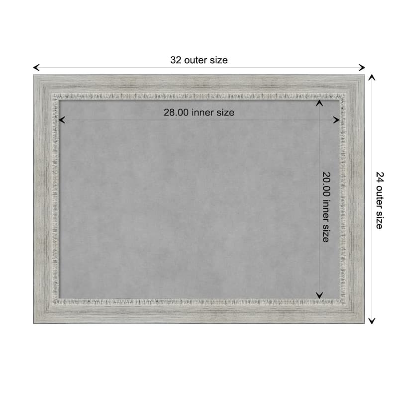 Amanti Art Rustic White Wash Framed Magnetic Board - Board Size 28x20