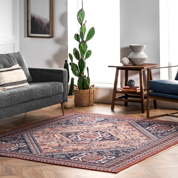 nuLOOM Shailee Traditional Geometric Medallion Area Rug. Opens flyout.