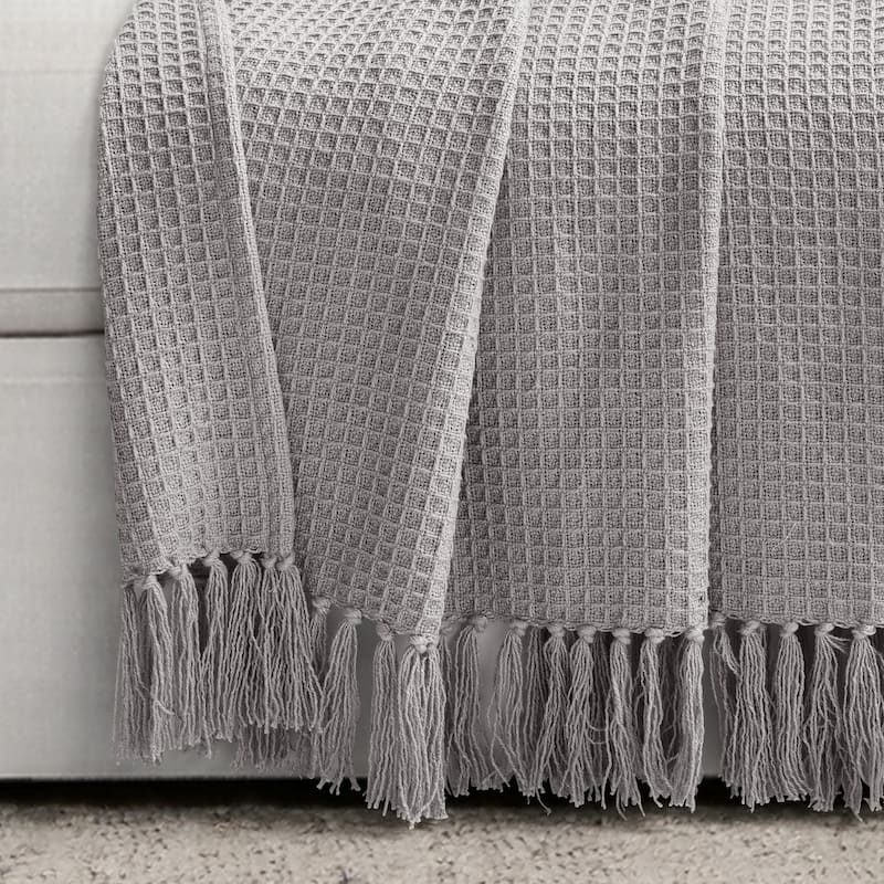 Lush Decor Waffle Cotton Knit Throw Blanket
