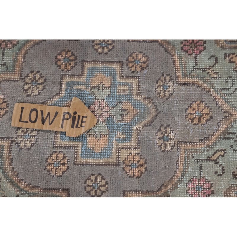 Overdyed Blue Tabriz Persian Vintage Rug Hand-Knotted Wool Carpet - 9'6"x 12'8"