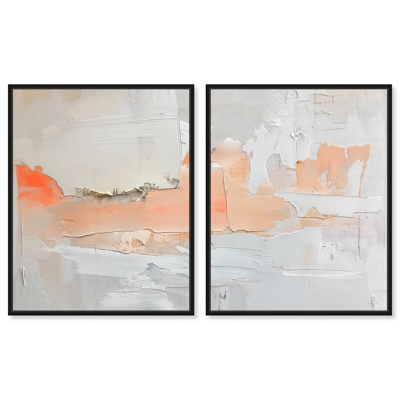 Orange Mist Halo Canvas Set of 2 by Art Remedy - 24" x 30" - Black