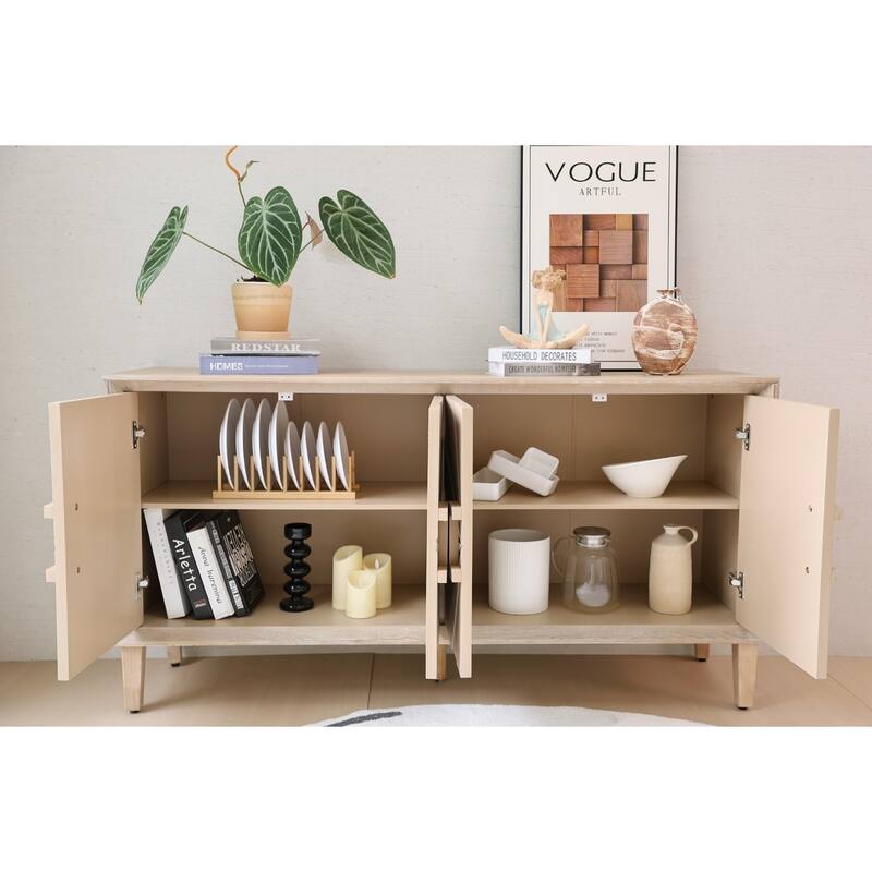 60" Storage Buffet Cabinet Sideboard with Adjustable Shelves