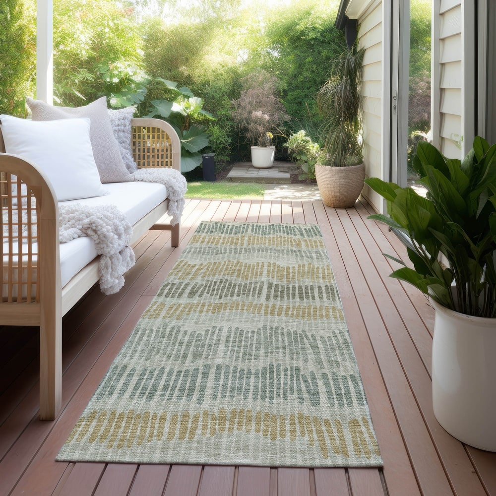Machine Washable Indoor/ Outdoor Chantille Abstract Stripe Rug