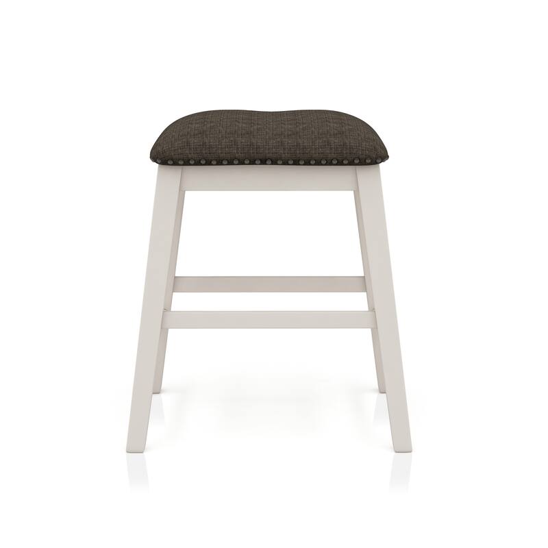 Hanto Farmhouse White Solid Wood Nailhead Counter Stool (Set of 2) by Furniture of America