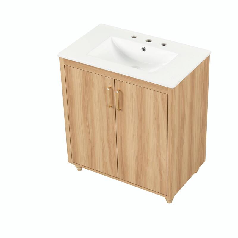 30" Bathroom Vanity with Sink Combo, Multi-functional Cabinet with Doors and Drawer, MDF Board