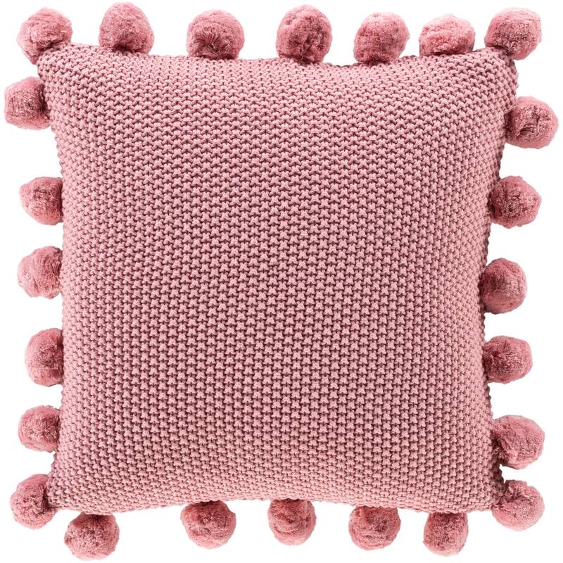 Livabliss Pam Knitted Pom Pom 18-inch Throw Pillow
