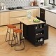 preview thumbnail 18 of 41, Rolling Kitchen Island on Wheels, Drop Leaf Kitchen Cart with Seating, Breakfast Bar Set with 2 Bar Stools and Wine Storage