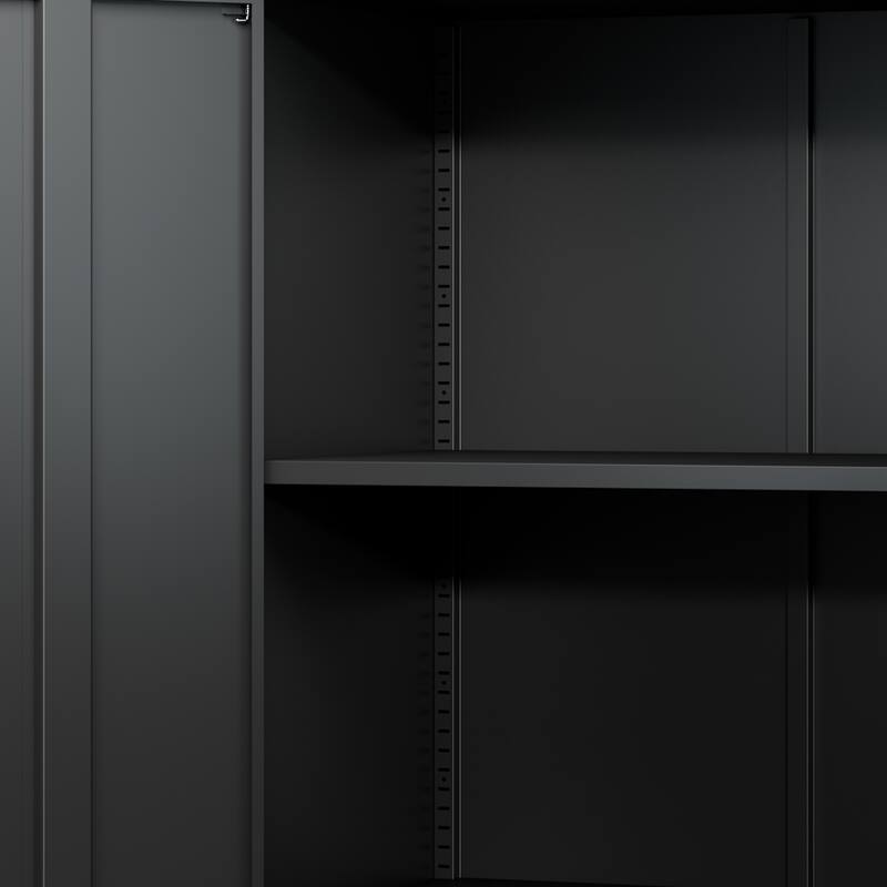 Black Metal Rolling Garage Storage Cabinet with Adjustable Shelves and Lockable Door - 30.31 x 18.11 x 35.40 in (L x W x H)