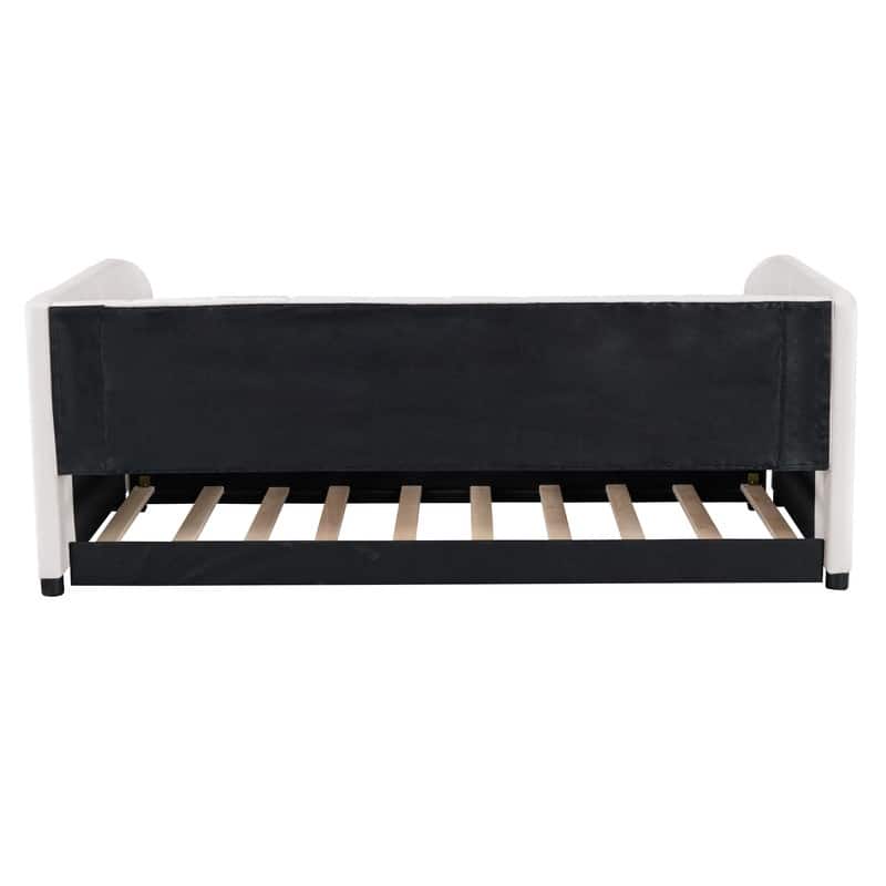 Twin Size Upholstered Daybed with Trundle Included-Perfect For Overnight Guests/Sleepovers,3 Colors