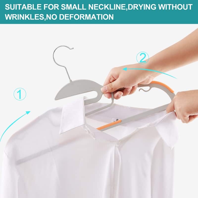 Javlergo 25/50 Pack Heavy Duty Plastic Hangers, 360º Swivel Hook Coat Hangers, Non-Slip, Space-Saving