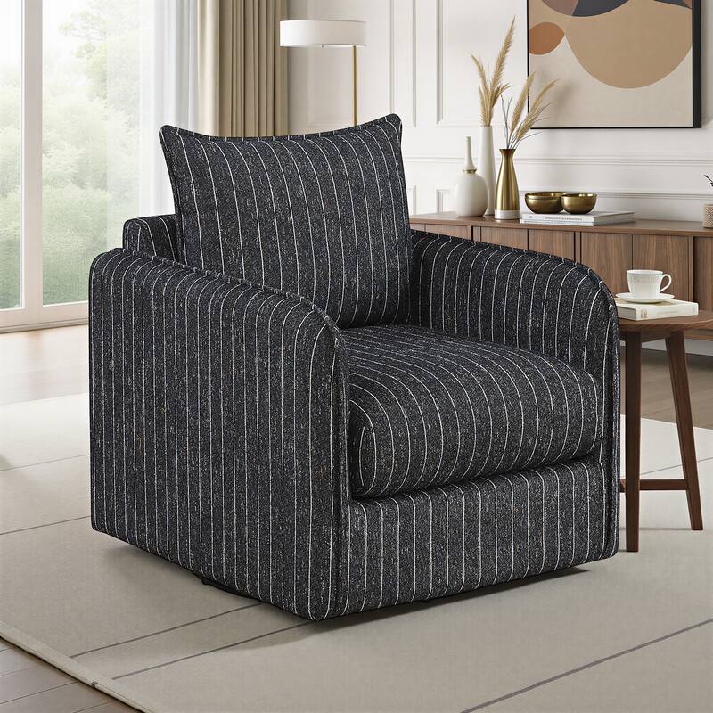 Calmette 31.5" Textured Fabric Swivel Chair with 360-Degree Motion