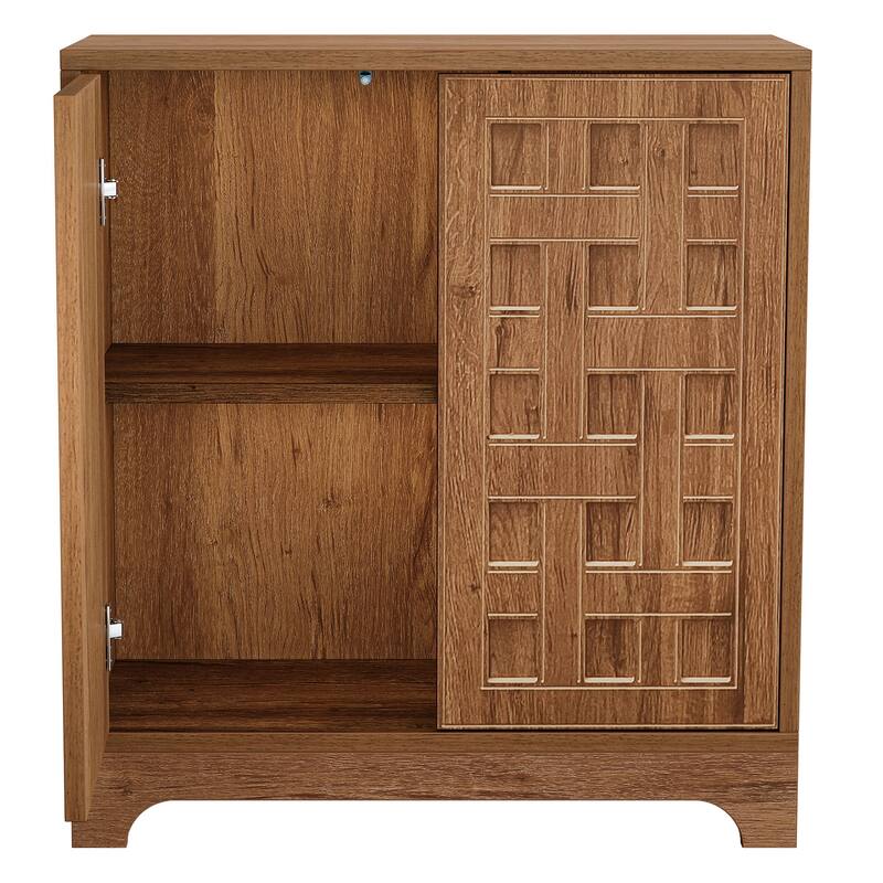 57.5 Inches Wood Sideboard Buffet Cabinet with Storage (Set of 2) - N/A